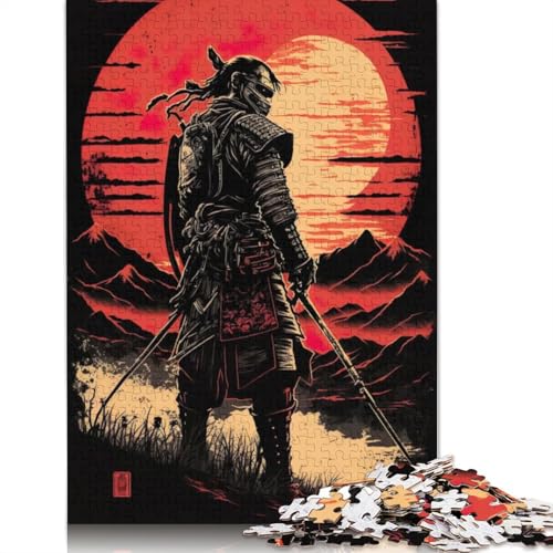 1000-teiliges Puzzle mit Sonnenuntergang und Samurai-Motiv, Schwierigkeitsgrad, Lernspiele, Spielzeug, 1000 Stück (75 x 50 cm) von GQmoney