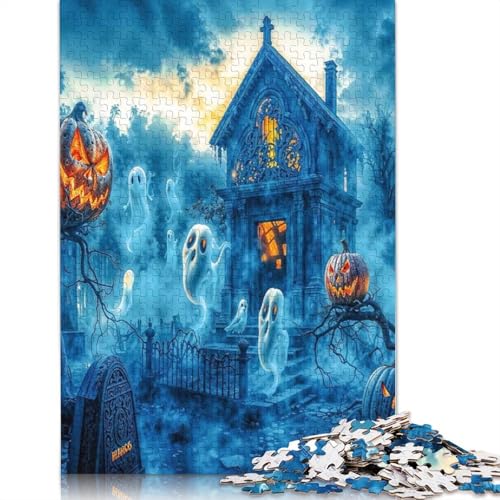 1000-teiliges Puzzle mit Spuk-Halloween-Friedhof für Erwachsene und Teenager, Papierpuzzle, Geschenke für Heiligabend, 1000 Teile (38 x 26 cm) von GQmoney