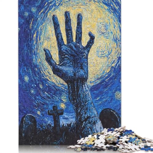 1000-teiliges Puzzle mit Sternennacht-Handfriedhof für Erwachsene und Teenager, Lernspiele für Zuhause, DIY-Spielzeug, 1000 Stück (75 x 50 cm) von GQmoney
