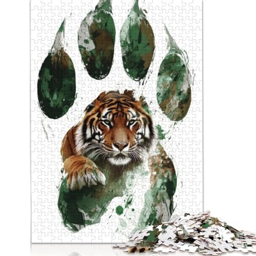 1000-teiliges Puzzle mit Tigerfußabdruck für Erwachsene, pädagogisches Spiel, Lernspielzeug, Geschenke, 1000 Teile (75 x 50 cm) von GQmoney