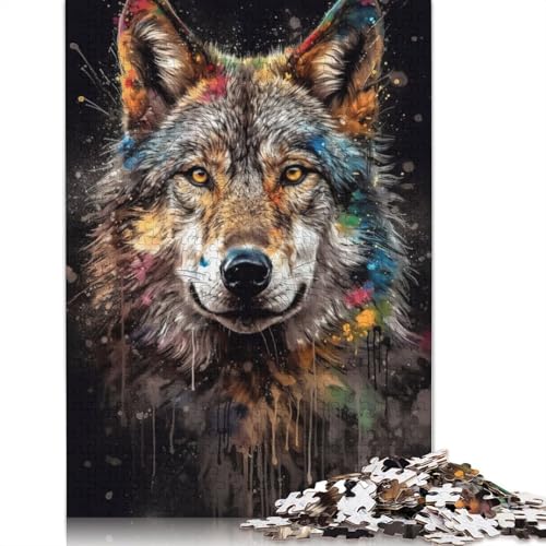 1000-teiliges Puzzle mit Wolfsmalerei, Schwierigkeitsgrad für Erwachsene, Lernspielzeug, Spiele, 1000 Teile (38 x 26 cm) von GQmoney
