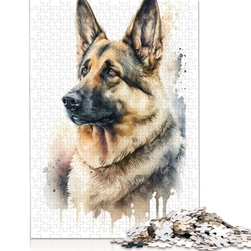 1000-teiliges Puzzle mit deutschem Schäferhund für Erwachsene und Teenager, Lernspiele für Zuhause, DIY-Spielzeug, 1000 Stück (38 x 26 cm) von GQmoney