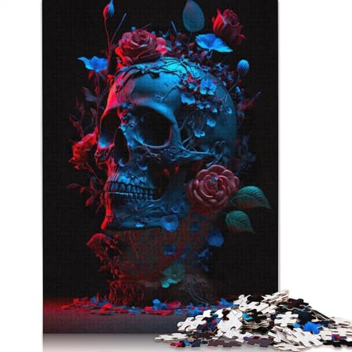 1000-teiliges Puzzle mit dunklem Totenkopf für Erwachsene, Holzpuzzle für Erwachsene und Jugendliche ab 12 Jahren, 1000 Teile (75 x 50 cm) von GQmoney