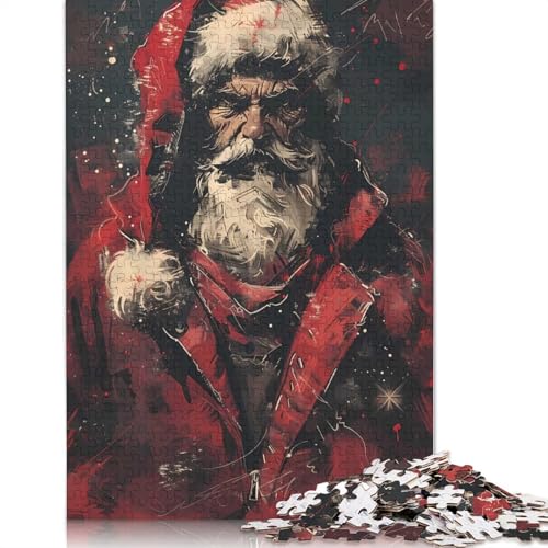 1000-teiliges Puzzle mit dunklem Weihnachtsmann-Porträt für Erwachsene und Teenager, Papierpuzzle, Lernspiel, Herausforderung, Spielzeug, Geburtstagsgeschenke, 1000 Stück (38 x 26 cm) von GQmoney