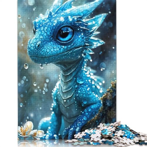 1000-teiliges Puzzle mit eisblauem Babydrachen für Erwachsene, Holzpuzzle für Erwachsene und Jugendliche, Lernspielzeug, 1000 Teile (75 x 50 cm) von GQmoney