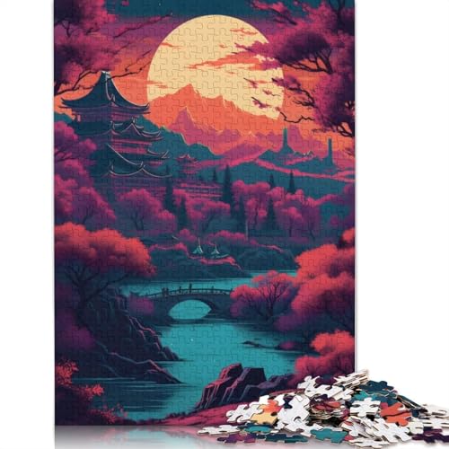 1000-teiliges Puzzle mit farbenfrohem Sonnenuntergang, Schwierigkeitsgrad, Lernspiele, Spielzeug, 1000 Stück (75 x 50 cm) von GQmoney