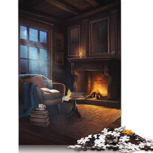 1000-teiliges Puzzle mit gemütlicher Sesselszene in der Hütte für Erwachsene, Papierpuzzle für Erwachsene, für Familienspaß und Spieleabend, 1000 Teile (38 x 26 cm) von GQmoney