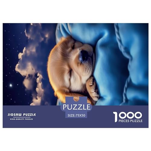1000-teiliges Puzzle mit niedlichem Welpen-Hund für Erwachsene – Puzzles für Teenager – Geschenke – Holzpuzzles – Entspannungspuzzlespiele – Denksport-Puzzle 1000 Teile (75 x 50 cm) von GQmoney