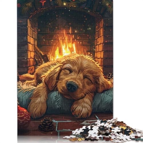 1000-teiliges Puzzle mit schlafendem Hund für Erwachsene, Papierpuzzle, Lernspiel für Erwachsene Teenager, 1000 Teile (75 x 50 cm) von GQmoney
