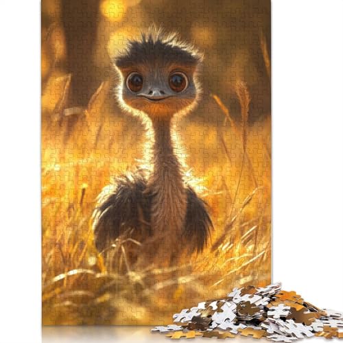 1000-teiliges Puzzle mit süßem Straußenküken, Schwierigkeitsgrad, Lernspiele, Spielzeug, 1000 Stück (75 x 50 cm) von GQmoney