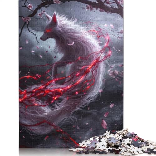 1000-teiliges Puzzle mit weißem Kitsune-Fuchs, Schwierigkeitsgrad, Lernspiele, Spielzeug, 1000 Stück (75 x 50 cm) von GQmoney