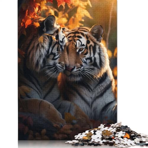 1000-teiliges Puzzle zum Valentinstag, Tiger-Liebes-Puzzle, Holzpuzzle, Familienaktivität, 1000 Stück (75 x 50 cm) von GQmoney