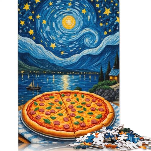 1000-teiliges Puzzlespiel „Pizza – Sternennacht-Puzzle für Erwachsene“, Holzpuzzle, Lernspiel, Herausforderungsspielzeug, 1000 Stück (75 x 50 cm) von GQmoney