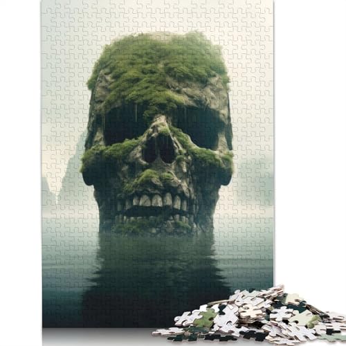 1000-teiliges Riesenpuzzle „Totenkopf im Wasser“ für Erwachsene Teenager. Holzpuzzle für Erwachsene, Lernspiel, Herausforderungsspielzeug, 1000 Teile (75 x 50 cm) von GQmoney