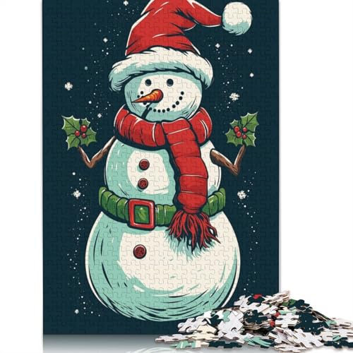 1000-teiliges Schneemann-Retro-Puzzle für Erwachsene, Puzzle, Erwachsenen-Puzzle, Heimdekoration, Puzzle-Spielzeug, 1000 Stück (75 x 50 cm) von GQmoney
