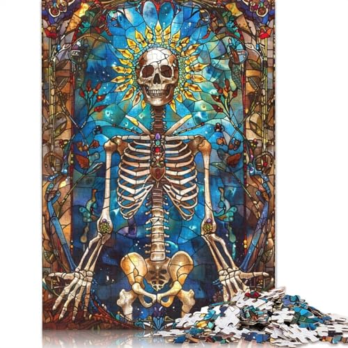 1000-teiliges Skelett-Buntglas-Puzzle, Schwierigkeitsgrad, Lernspiele, Spielzeug, 1000 Stück (75 x 50 cm) von GQmoney