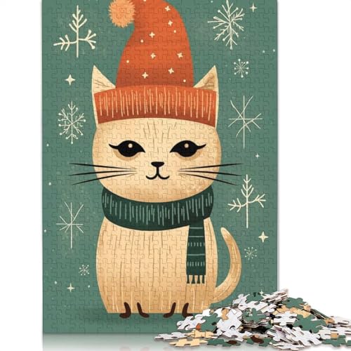 1000-teiliges Vintage-Puzzle mit Weihnachtskatze, für Erwachsene und Teenager, Papierpuzzle, 1000 Teile (75 x 50 cm) von GQmoney