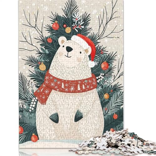 1000-teiliges Weihnachts-Eisbär-Puzzle für Erwachsene, Papierpuzzle für Erwachsene, Lernspiel, Herausforderungsspielzeug, 1000 Stück (38 x 26 cm) von GQmoney
