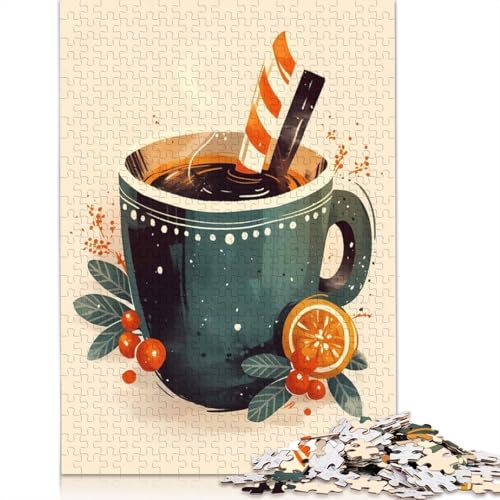 1000-teiliges Weihnachts-Wintergetränk-Puzzle für Erwachsene, Papierpuzzle, Lernspiel für Erwachsene Teenager, 1000 Stück (75 x 50 cm) von GQmoney