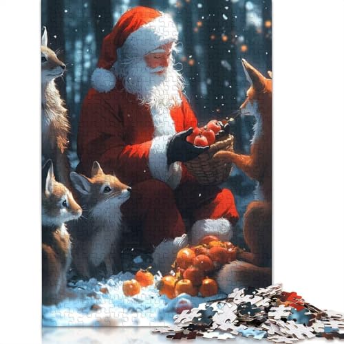 1000-teiliges Weihnachtspuzzle „Weihnachtsmann mit Füchsen“ für Erwachsene, Puzzle für Erwachsene und Jugendliche ab 12 Jahren (75 x 50 cm) < von GQmoney