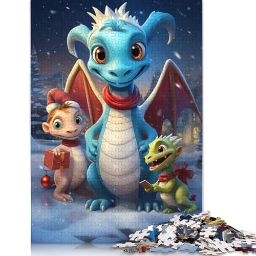 1000-teiliges Weihnachtspuzzle mit Drachenfamilie für Erwachsene und Teenager, Lernspiele für Zuhause, DIY-Spielzeug, 1000 Stück (38 x 26 cm) von GQmoney