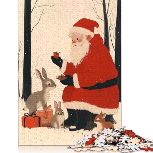 1000-teiliges Weihnachtspuzzle mit Weihnachtsmann und Hasen für Erwachsene, Puzzle, Puzzle für Erwachsene, einzigartige Heimdekoration und Geschenke, 1000 Teile (38 x 26 cm) von GQmoney