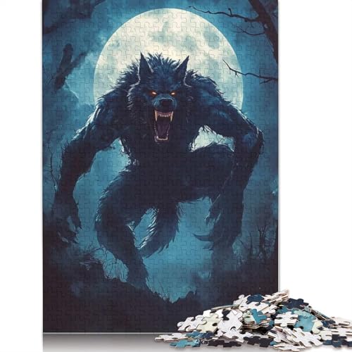 1000-teiliges Werwolf-Puzzle unter Vollmond für Erwachsene, Papierpuzzle, Lernspiel für Erwachsene Teenager, 1000 Teile (75 x 50 cm) von GQmoney