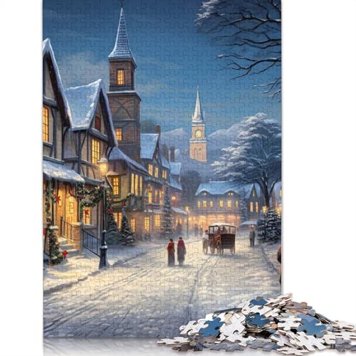 1000-teiliges Winter Village Delight-Puzzle für Erwachsene, Papierpuzzle für Erwachsene, für Familienspaß und Spieleabend, 1000 Teile (38 x 26 cm) von GQmoney