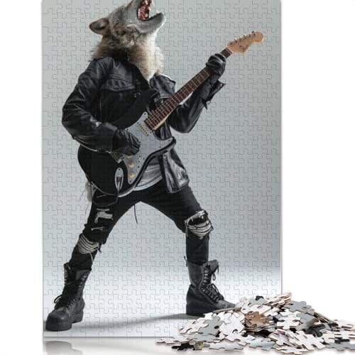 1000-teiliges Wolf-Gitarren-Puzzle, Schwierigkeitsgrad: Puzzle, Lernspiele, Spielzeug, 1000 Stück (38 x 26 cm) von GQmoney