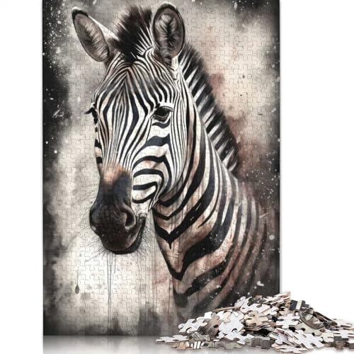 1000-teiliges Zebra-Tintenkunst-Puzzle für Erwachsene und Teenager, Papierpuzzle, 1000 Teile (75 x 50 cm) von GQmoney