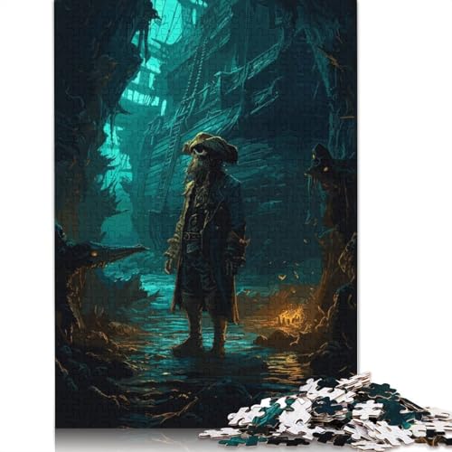 1000-teiliges Zeitloses Piraten-Puzzle für Erwachsene Teenager. Holzpuzzles für Teenager, Geschenke, Entspannungspuzzles, Spiele, 1000 Stück (75 x 50 cm) von GQmoney
