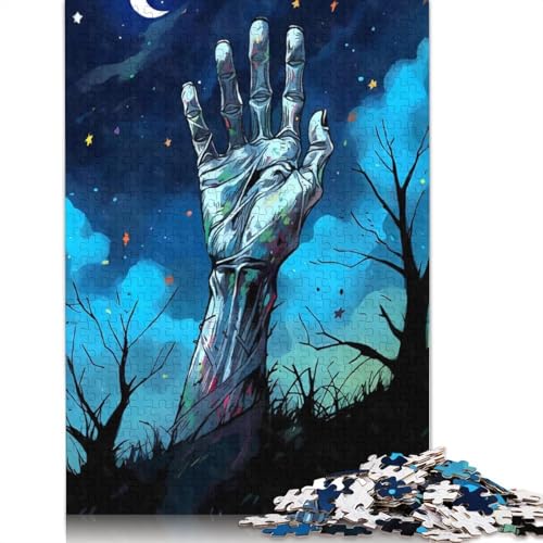 1000-teiliges Zombiehand-Puzzle mit Sternennacht-Motiv für Erwachsene, Puzzle für Erwachsene und Jugendliche ab 12 Jahren, 1000 Teile (75 x 50 cm) < von GQmoney