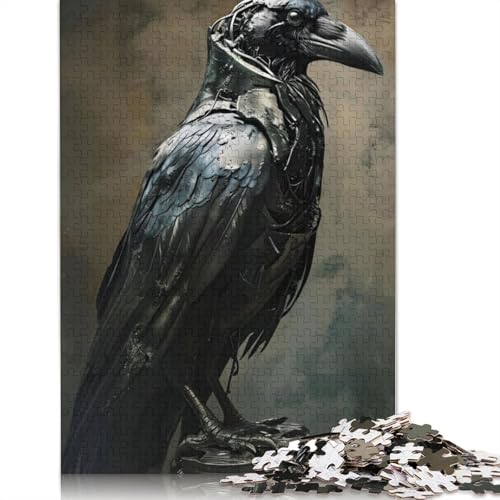 1000-teiliges abstraktes Metall-Puzzle „Der Rabe“ für Erwachsene, Holzpuzzle für Erwachsene und Jugendliche ab 12 Jahren, 1000 Teile (75 x 50 cm) von GQmoney