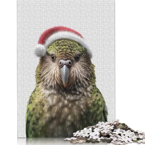 1000-teiliges festliches Kakapo-Vogel-Puzzle mit Weihnachtsmütze für Erwachsene und Teenager, Papierpuzzle, 1000 Teile (38 x 26 cm) von GQmoney