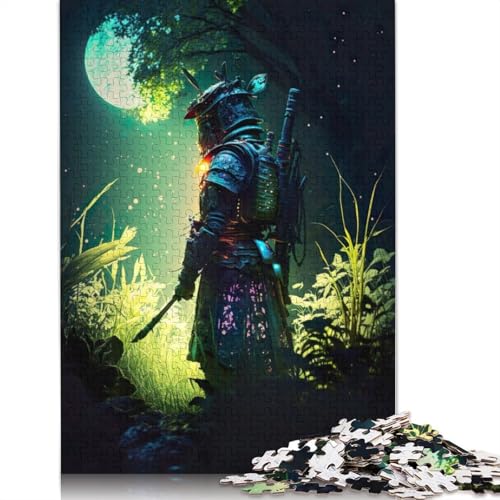 1000-teiliges grünes Japanisches Samurai-Puzzle, Schwierigkeitsgrad, Lernspiele, Spielzeug, 1000 Stück (75 x 50 cm) von GQmoney