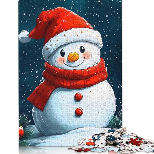 1000-teiliges lächelndes Schneemann-Winter-Puzzle für Erwachsene und Teenager, Papier-Puzzle, Lernspiel, Herausforderung, Spielzeug, Geburtstagsgeschenke, 1000 Stück (75 x 50 cm) von GQmoney