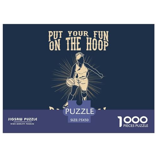 1000-teiliges rechteckiges Puzzle für Erwachsene, Basketball-Design, kreatives Puzzle-Herausforderungsspielzeug, Puzzle für Erwachsene und Kinder, 1000 Teile (75 x 50 cm) von GQmoney
