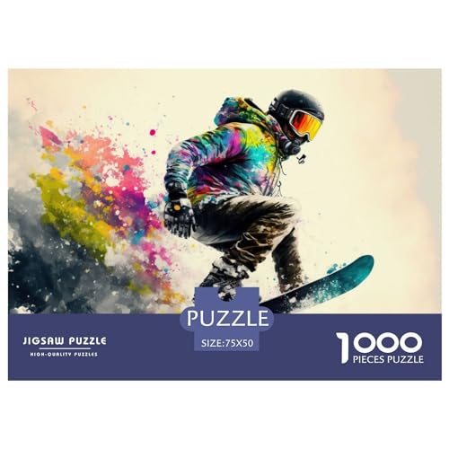 1000-teiliges rechteckiges Puzzle für Erwachsene, Snowboard_Extremsport, kreatives Puzzle-Herausforderungsspielzeug, Puzzle für Erwachsene und Kinder, 1000 Teile (75 x 50 cm) von GQmoney
