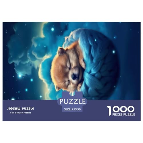 1000-teiliges rechteckiges Puzzle für Erwachsene, niedlicher Welpe, kreatives Puzzle-Herausforderungsspielzeug, Puzzle für Erwachsene und Kinder, 1000 Teile (75 x 50 cm) von GQmoney