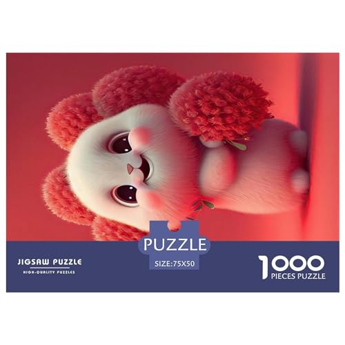 1000-teiliges rechteckiges Puzzle für Erwachsene, niedliches Kaninchen, kreative Puzzle-Herausforderung, Spielzeugpuzzle für Erwachsene und Kinder, 1000 Teile (75 x 50 cm) von GQmoney