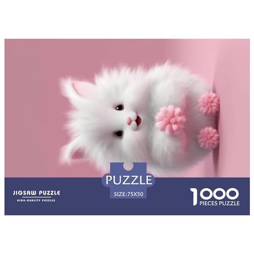 1000-teiliges rechteckiges Puzzle für Erwachsene, süße Katze, kreative Puzzle-Herausforderung, Spielzeugpuzzle für Erwachsene und Kinder, 1000 Teile (75 x 50 cm) von GQmoney
