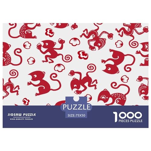 1000-teiliges rechteckiges Puzzle für Erwachsene und Kinder, AFFE, kreatives Puzzle-Herausforderungsspielzeug, Puzzle für Erwachsene und Kinder, 1000 Teile (75 x 50 cm) von GQmoney