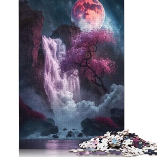 1500-teiliger Sakura-Wasserfall für Erwachsene, schwierige Holzpuzzles, Puzzles für Erwachsene, Lernspiel, Herausforderungsspielzeug, 1500 Stück (85 x 57 cm) von GQmoney