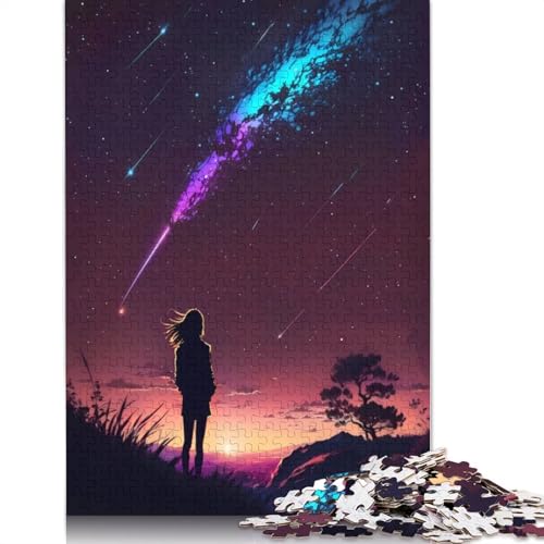 1500-teiliges Anime-Puzzle „Milchstraße“ für Erwachsene Teenager, Holzpuzzle für Erwachsene, Lernspiel, Herausforderungsspielzeug, 1500 Stück (85 x 57 cm) von GQmoney