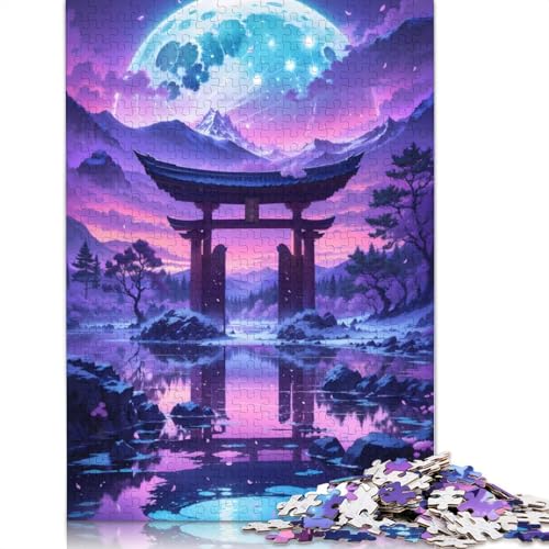 1500-teiliges Lunar Serenity Torii-Tor-Puzzle für Erwachsene Teenager, Holzpuzzles für Teenager, Geschenke, Entspannungspuzzles, Spiele, 1500 Stück (85 x 57 cm) von GQmoney