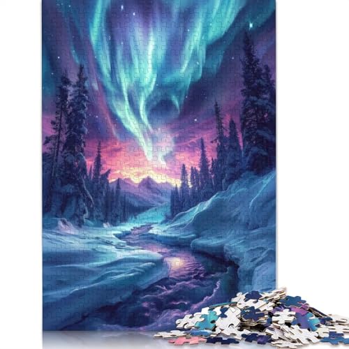 1500-teiliges Neon-Nordlicht-Puzzle für Erwachsene, Puzzle für Erwachsene und Jugendliche, Lernspiel, 1500 Teile (85 x 57 cm) von GQmoney