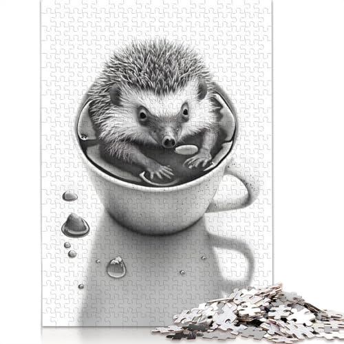 1500-teiliges Puzzle, Igel-Kaffee, quadratische Puzzles für Erwachsene, Holzpuzzles, Familienunterhaltungsspielzeug, 1500 Teile (85 x 57 cm) von GQmoney