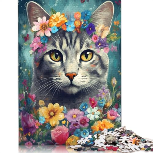 1500-teiliges Puzzle, Katzenblumen, Puzzles für Erwachsene, Holzpuzzles, Lernspiele für Erwachsene und 1500 Teile (85 x 57 cm) von GQmoney