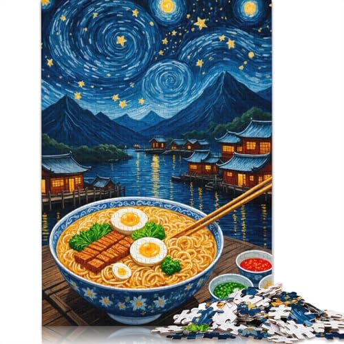 1500-teiliges Puzzle, Ramen, Sternennacht-Puzzles für Erwachsene, Holzpuzzles, Lernspiele für Erwachsene und 1500 Teile (85 x 57 cm) von GQmoney