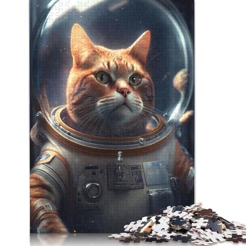 1500-teiliges Puzzle, Raumanzug, Astronaut, Katze, quadratisches Puzzle für Erwachsene, Holzpuzzle, Lernspielzeug, 1500 Teile (85 x 57 cm) von GQmoney